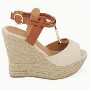 Coach Leah Metallic Gold Platform Wedge Sandals Style A6051 Size 7.5 M